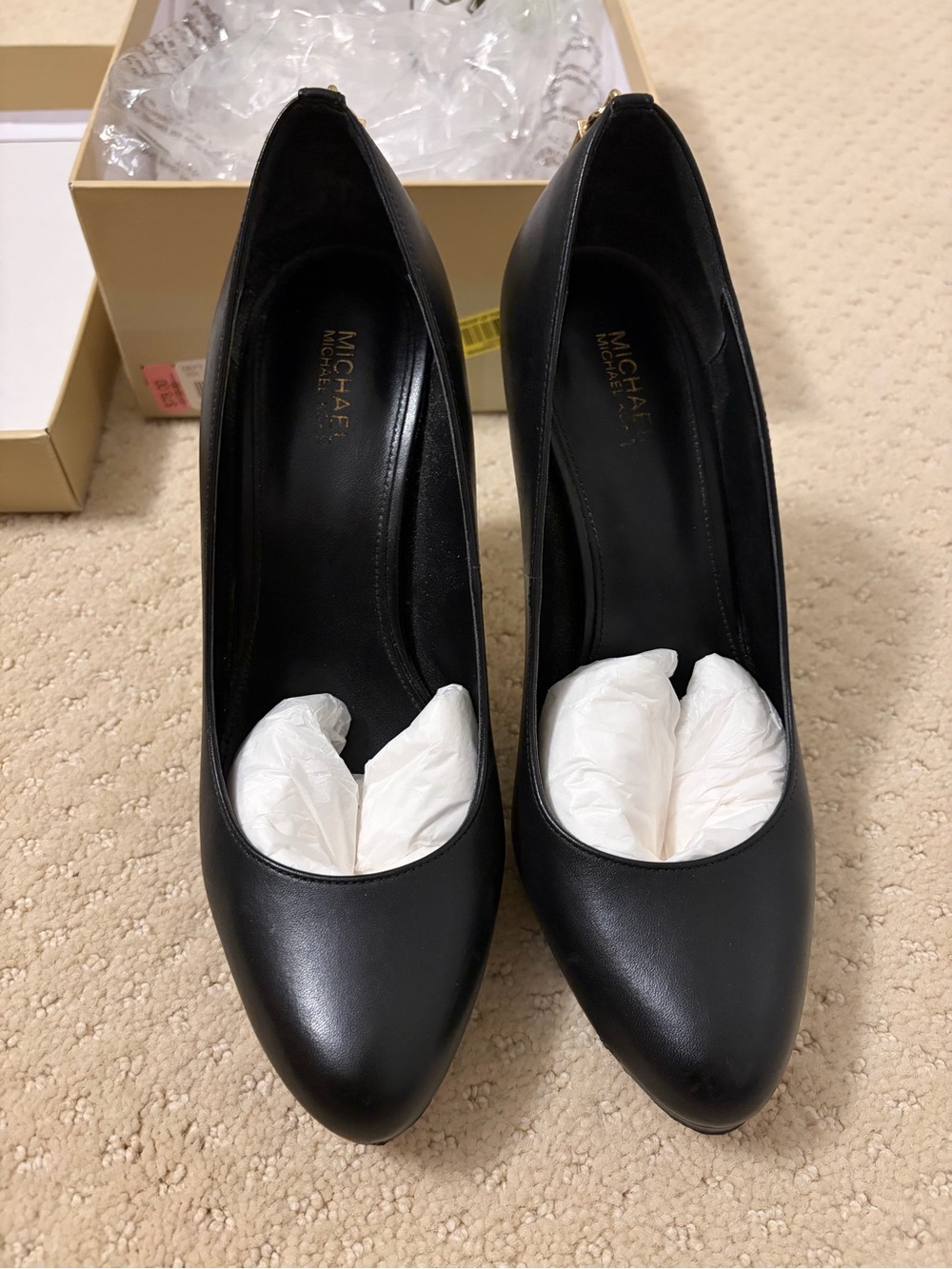 MICHAEL Michael Kors Black Leather Pointed-Toe Pumps